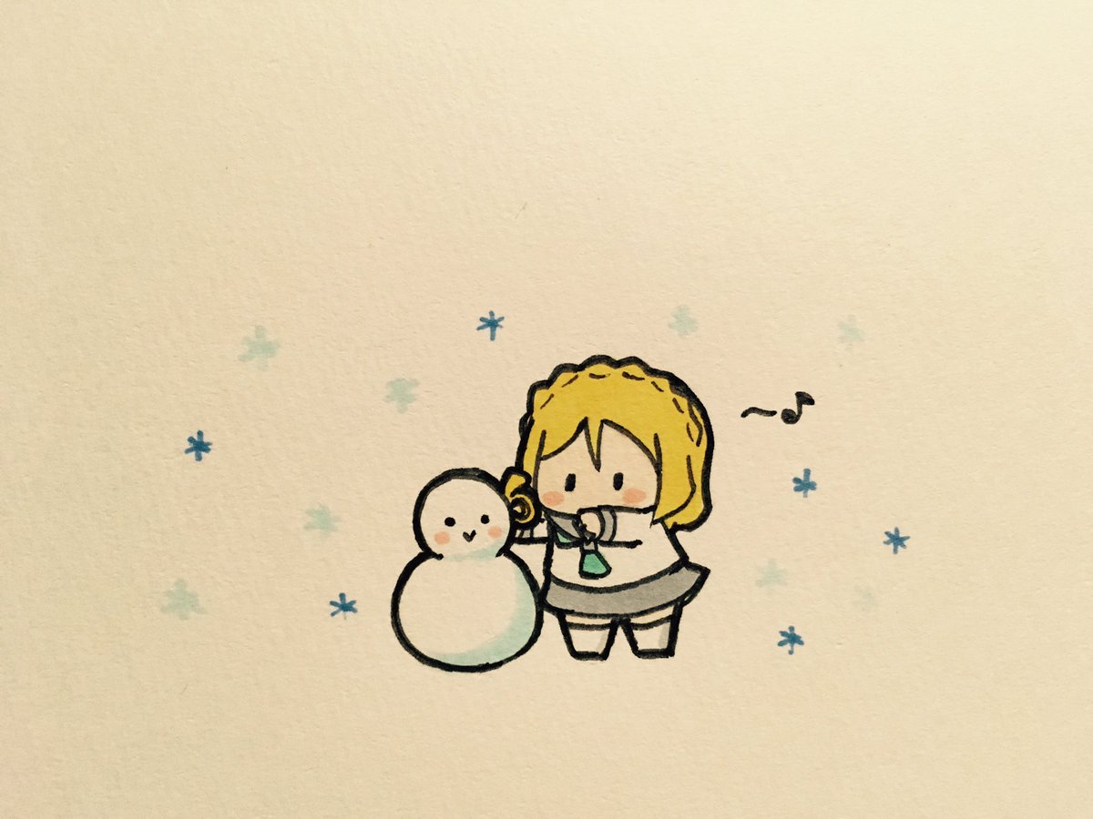 ohara mari snowman blonde hair 1girl school uniform chibi musical note serafuku  illustration images