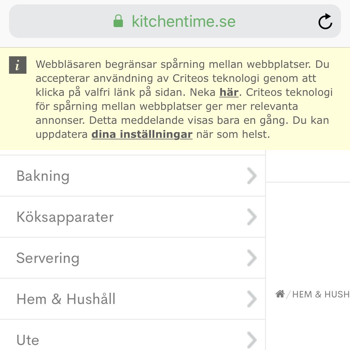 När man försöker surfa runt på <a href="/KitchenTimeSE/">KitchenTime</a> men blir stoppad i dörren av Criteo-popup som vägrar försvinna.. #ehandel