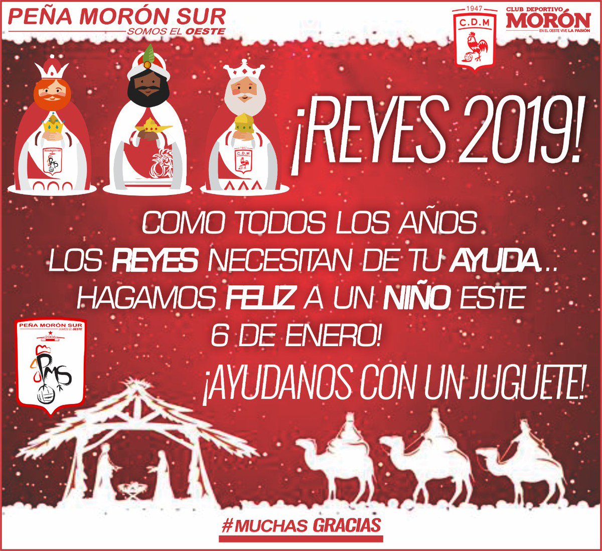 PMoronSur's tweet photo. Como todos los años, se acerca #Reyes2019 
Los reyes necesitan de tu ayuda... Hagamos feliz a un niño este 6 de enero.
Ayúdanos con un juguete.

Lugares a entregar:
🏥HOSPITAL POSADAS
🏥HOAPITAL DE MORÓN https://t.co/z61d1n2lMw