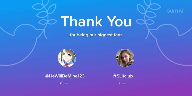 Our biggest fans this week: @HeWillBeMine123, <a href="/SLitclub/">ErinBooper</a>. Thank you! via sumall.com/thankyou?utm_s…