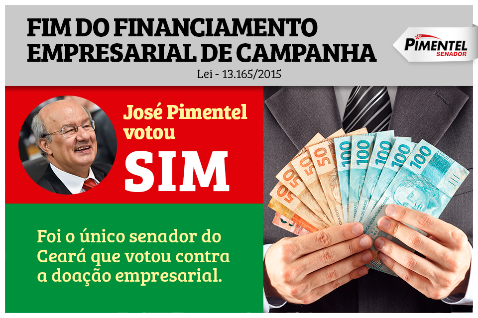 Senador José Pimentel foi o único senador do Ceará que votou contra a doação empresarial, dizendo "NÃO" ao financiamento de empresas em campanha eleitoral. Leia mais ➡ bit.ly/prop-pimentel
.