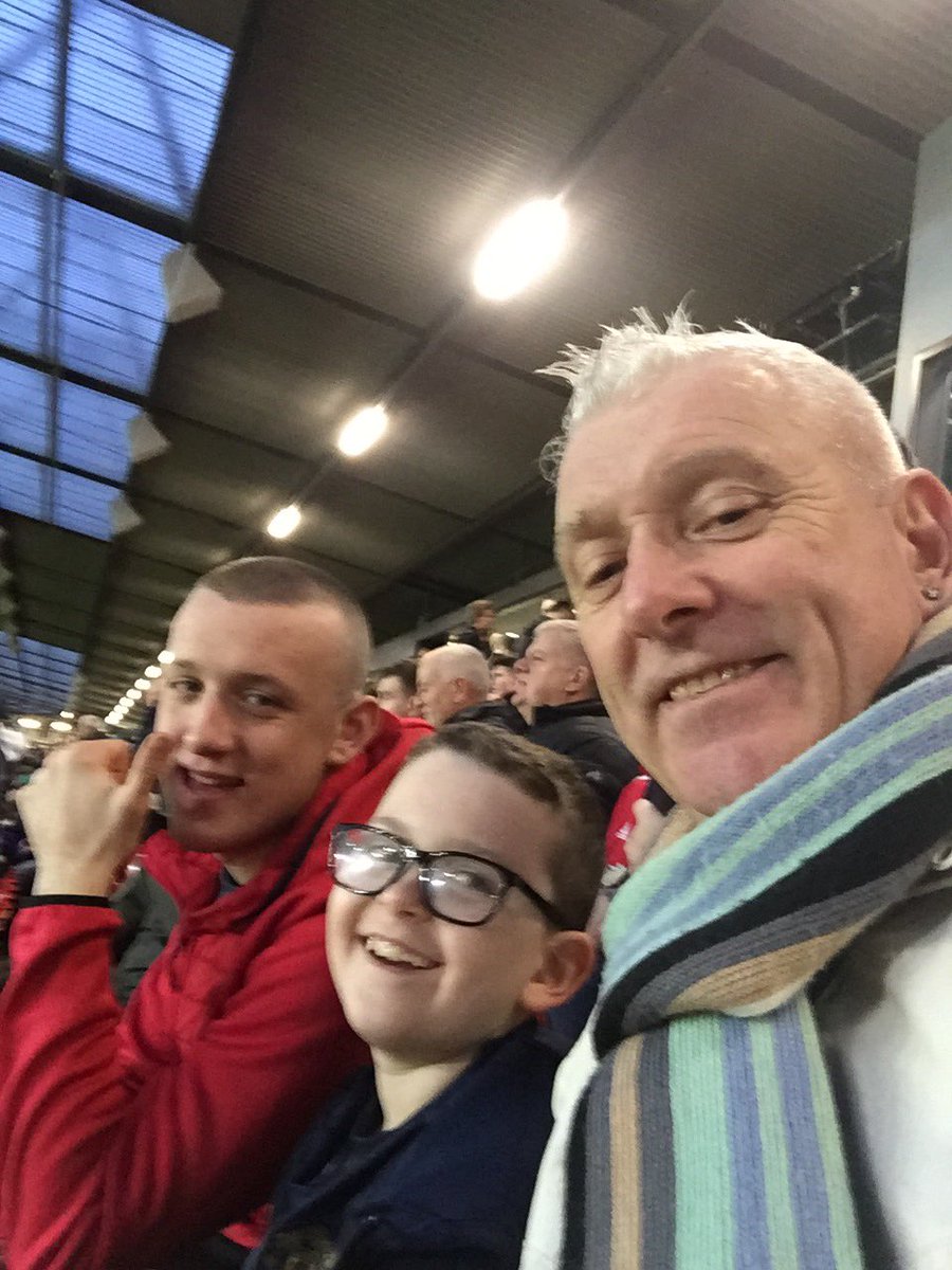 topcatcrutch's tweet photo. At the theatre of dreams with too of my boys Hoping for the right result come on you reds ๐๐ป๐๐ป#mufc #happyred https://t.co/ptUmAPE3Zs