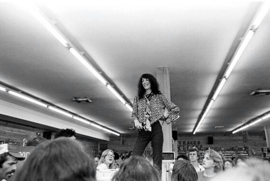 Happy Birthday Patti Smith! Photo from fan meet & greet at Peaches Records in Dearborn, MI, 1978 