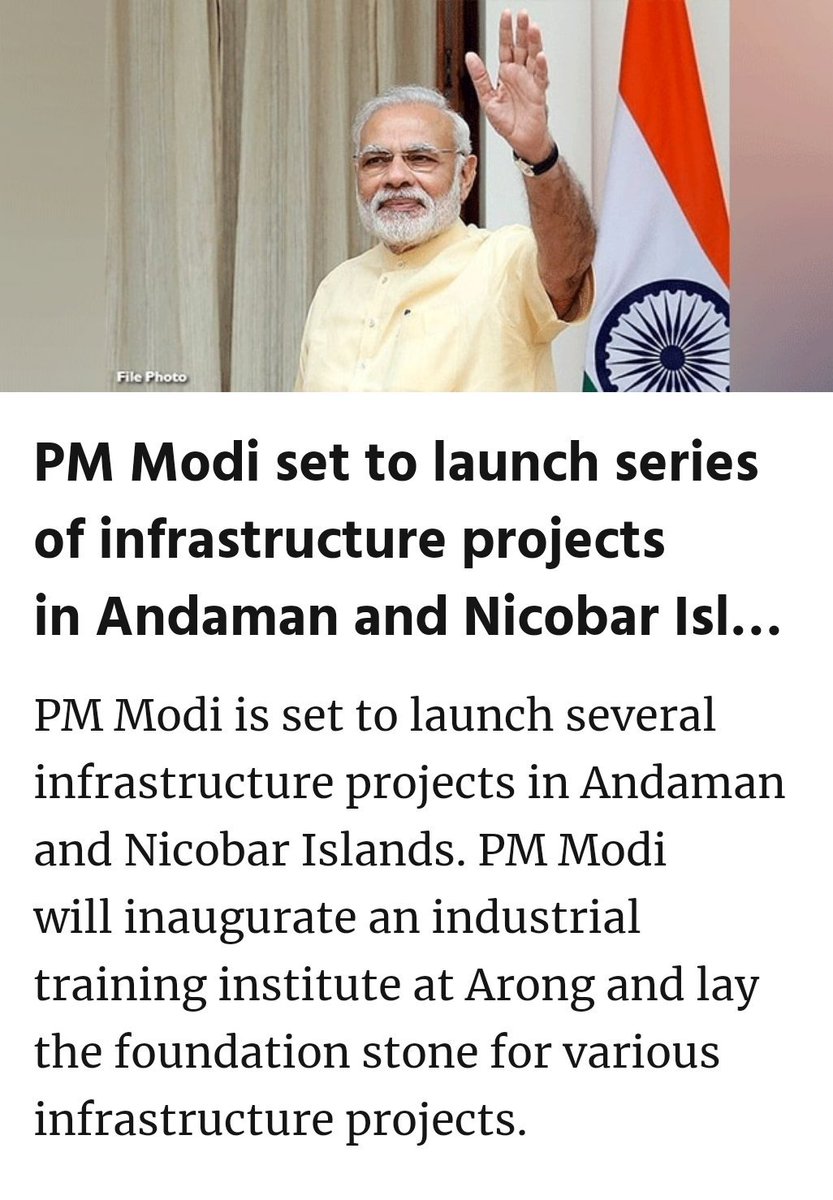 aniruddhdavebjp's tweet photo. #PMModi Modi set to launch series of infrastructure projects in Andaman and Nicobar Islands today
#PMInAndaman
#andaman #Andaman
#AndamanNicobarIslands
https://t.co/DiP8TjmSBg

via NaMo App https://t.co/IFRU7QktOW