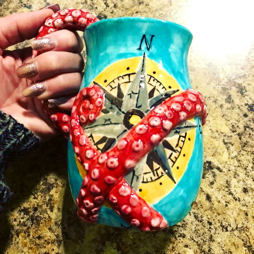 Hotpotstudio's tweet photo. Well it’s a snow day, but how about this #nautical mug to get you thinking about summer?  Drop in 12-6 today for 25% off ALL projects!
#SundayFunday #paintapieceofyourimagination #mugshot #hotpotstudio https://t.co/YfgjgNHSq6
