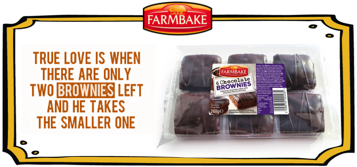 FarmbakeIreland's tweet photo. We’ve made sure all our Chocolate Brownies are just perfect for you to share…fair and square!! ;) #valentinesday #brownies #chocolatebrownies https://t.co/G2yW24mvgN