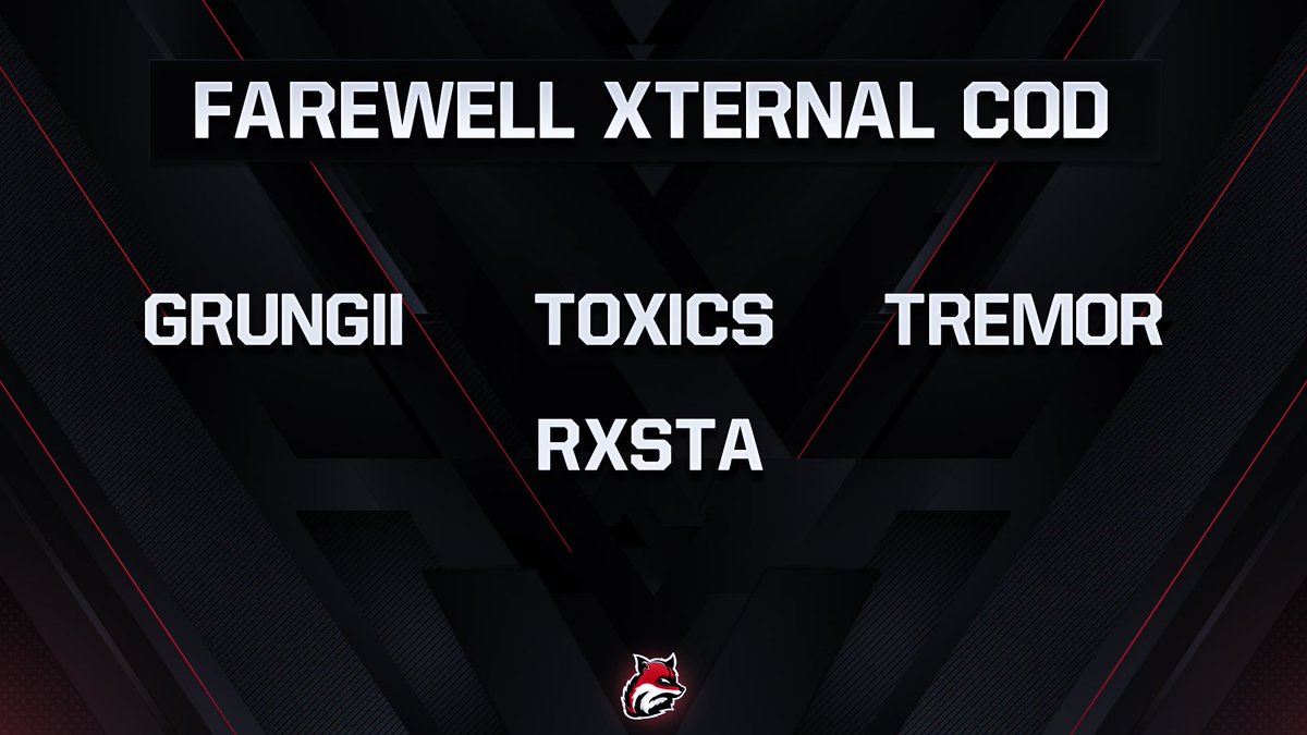 XternaI's tweet photo. [#CoD]

Today we say Farewell to our,
Call Of Duty Roster. They have served a great purpose to the organisation and we wish them the best of luck. 

Further announcements for our next team is to come soon! Stay tuned.

#Xternal https://t.co/neij8rUjXo