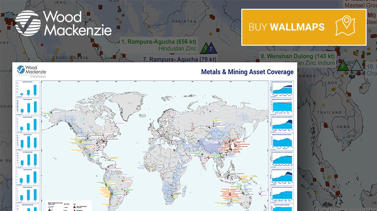 WoodMackenzie's tweet image. #WoodMacFavourites 
Completing the countdown of our most popular wallmaps... at No.1 it's Metals and Mining Assets - highlighting the largest bauxite, coal (thermal), copper, gold, iron ore, lead, nickel and zinc mines, and steel plants go.woodmac.com/l/131501/2018-… 
#wallmaps