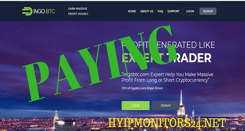 Hyipmonitors_24's tweet photo. Ingobtc
Status: Paying
Plans: 0.10% hourly for lifetime, principal can be released after 1 days and more plan.
Payment Methods: Perfect Money , Bitcoin , Payeer 
Payment Type: Instant
https://t.co/mX7BKt0eP5
#payinghyip #cryptocurrency #hyipinvestor #hyipmonitor #hyipnews https://t.co/fT32846bvj