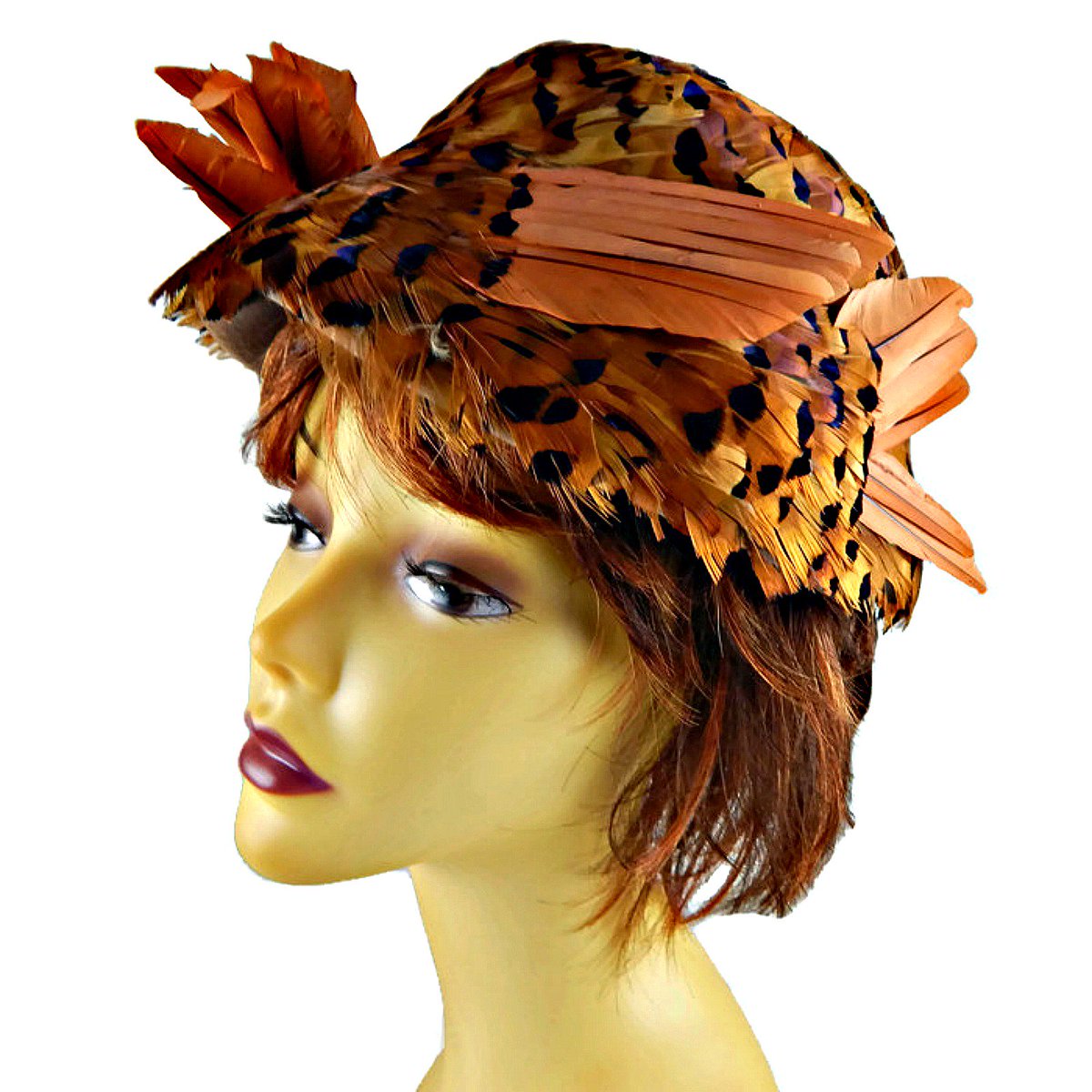 eevintage's tweet photo. https://t.co/Ai4Ypmxzeu #PheasantFeatherHat #HildaandHesterHat #designerhat #vintage #Browns and #PaleOrange #etsy #gotvintage https://t.co/aRrZyJikgu