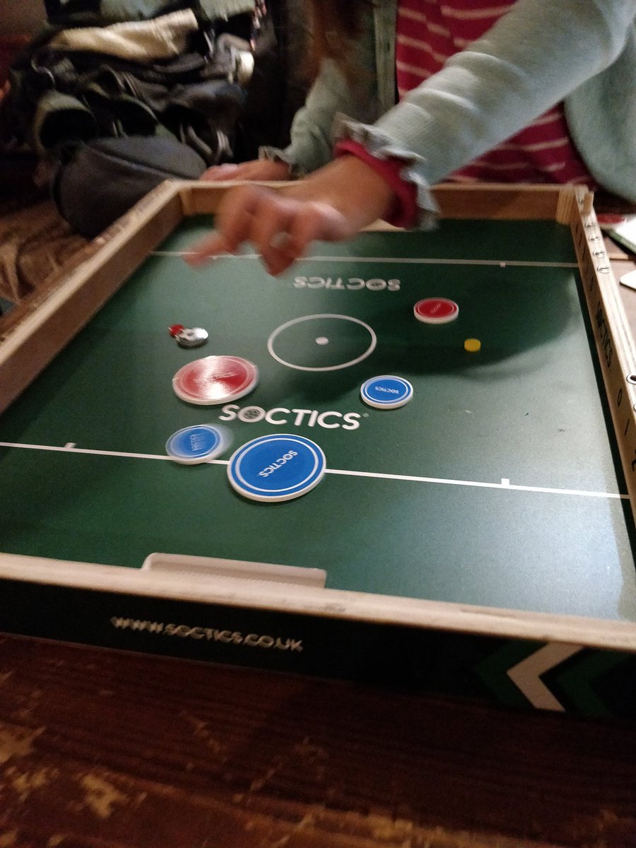 philcx1's tweet image. First @soctics game at @TapandBottles @jaburgess75. My daughter has her own interpretation of the rules.