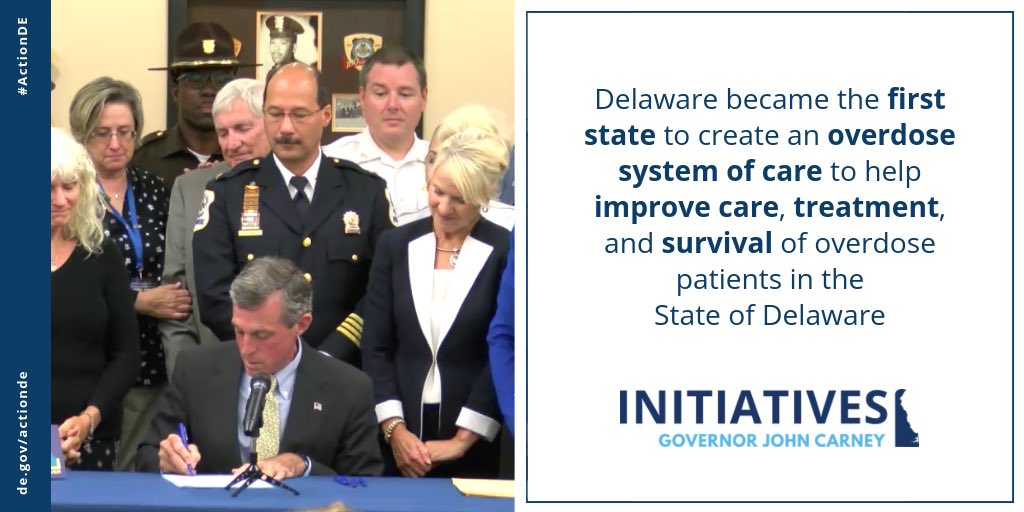 JohnCarneyDE's tweet photo. In 2018, Delaware became the first state in the nation to enact an Overdose System of Care to improve our state’s care and treatment for Delawareans and families affected by the opioid crisis. #HelpIsHereDE #ActionDE https://t.co/Q73RJR4W2k https://t.co/DSMFdJPJFs