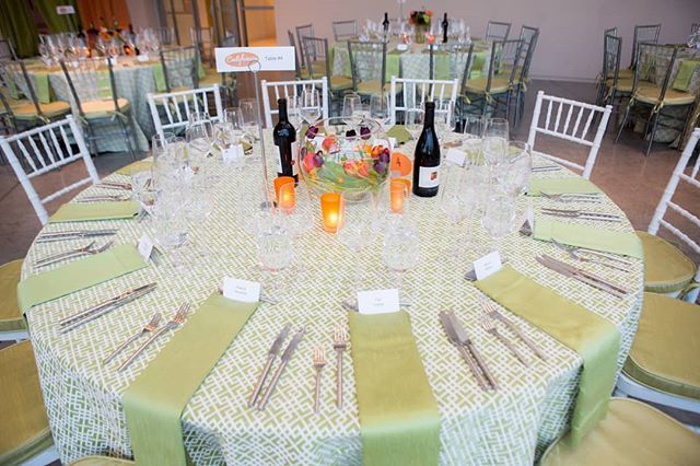 Aren't these linens by @latavolalinen so whimsical and bright? Read all about this exciting auction on the blog! | Venue: #theciaatcopia | Photography: @loripaladinophotography | Catering: @smokeopenfire | Bar: #barhopnapa | AV: #napavalleymedia | Rentals: @brighteventrental…