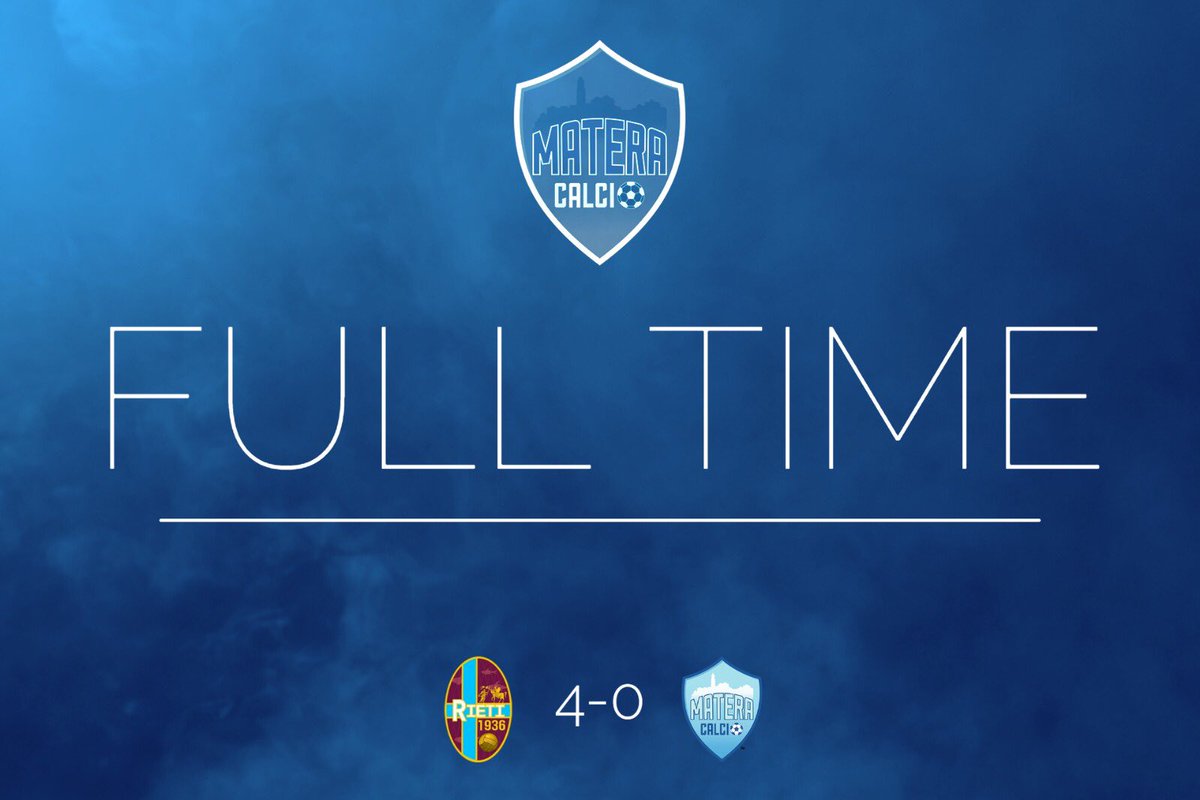 MateraCalcio1's tweet photo. ➡ PARTITA FINITA

🔚 Rieti Calcio 4-0 MATERA CALCIO. ☑️

#ForzaMatera #AvantiBue ⚪🔵⚽ https://t.co/2Iuc5kDGis