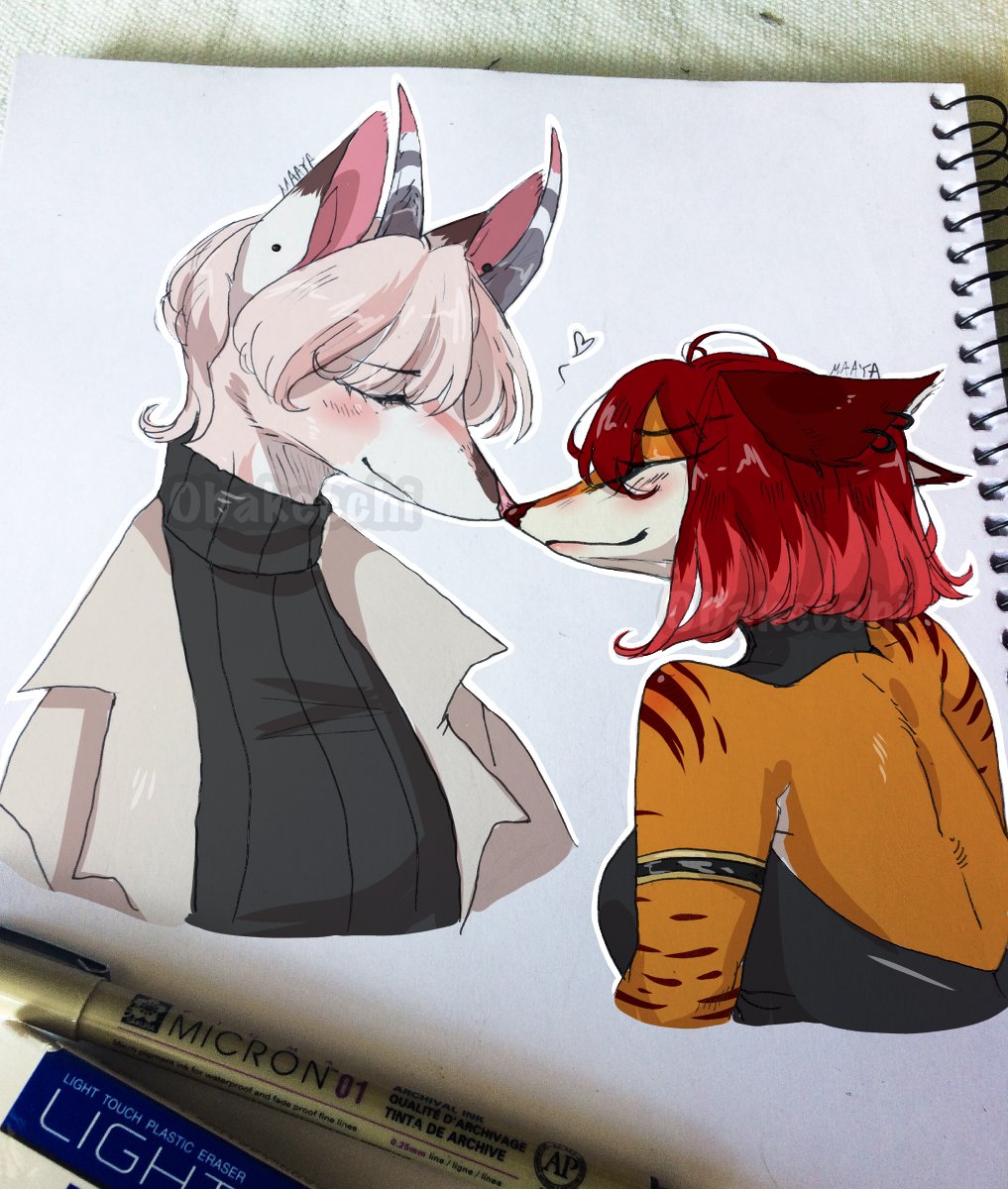 Obakecchii's tweet photo. Arisu and my bab’s fursona, Hiroshi ❤️❤️ my princess uwu
I had a lot of fun doing this! 
Please do not repost neither use as profile pics or anything since it’s a gift to her ;A; ty!! https://t.co/mL2cfonxFz