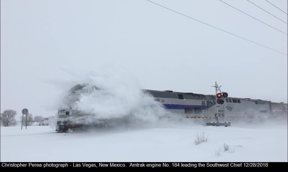 LoveTheSWChief1's tweet photo. Snow?!? The #southwestchief keeps rolling. Great pic near #LasVegasNM this weekend. #savetheswchief #amtrak @ChrisPerea2002 https://t.co/QuXpDylmNR