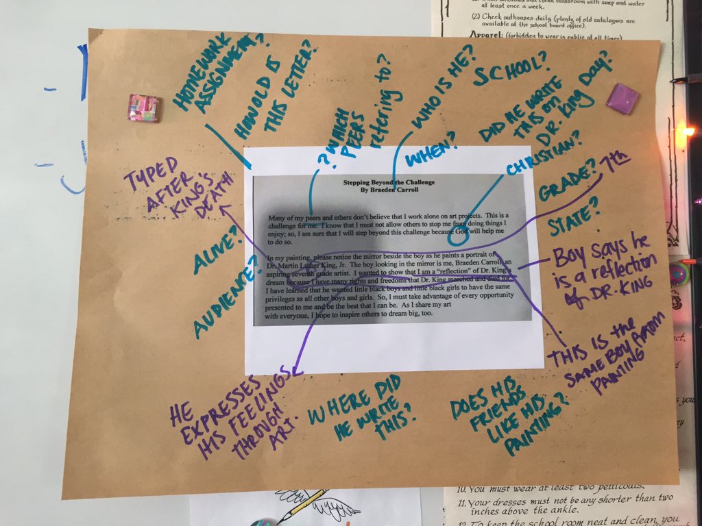 CitiCoach's tweet photo. @RafranzDavis @BraedenArt That time in Jan 2018 @BraedenArt’s Dr. King art piece, entry explanation, and creative process were used as #primsources to discuss inspiration, determination,& other themes. #BraedenDay (1/2) https://t.co/zseCzOspiS