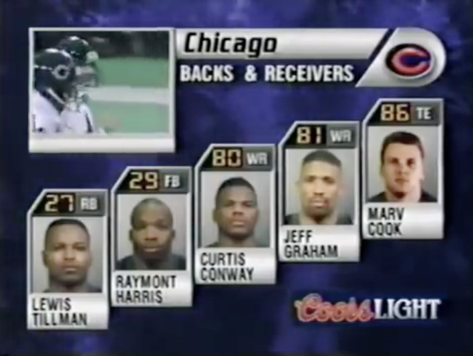 With the Rams leading San Fran 31-10 at halftime, the odds are high that the Bears will play on Wild Card weekend. The last time they did? January 1, 1995, a shocking and thrilling 35-18 upset in Minnesota of the NFC Central-champion Vikings.This was our offense that day: