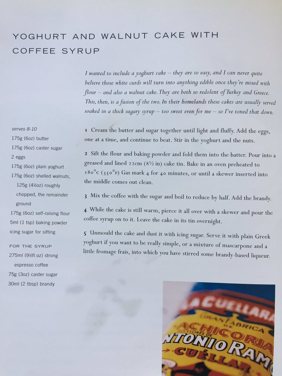 c_s_wallace's tweet photo. Closing out #2018 with @DianaHenryFood #walnut cake: equal parts #walnuts, #yoghurt, #butter, #SRflour & #castersugar + 2 #eggs & a tsp #bakingpowder. Light, beautiful, delicious. Forget the syrup - doesn’t need it. Serve with a little pouring cream if you must. #HNY2019 #eatcake https://t.co/Pc5gGxpb1c