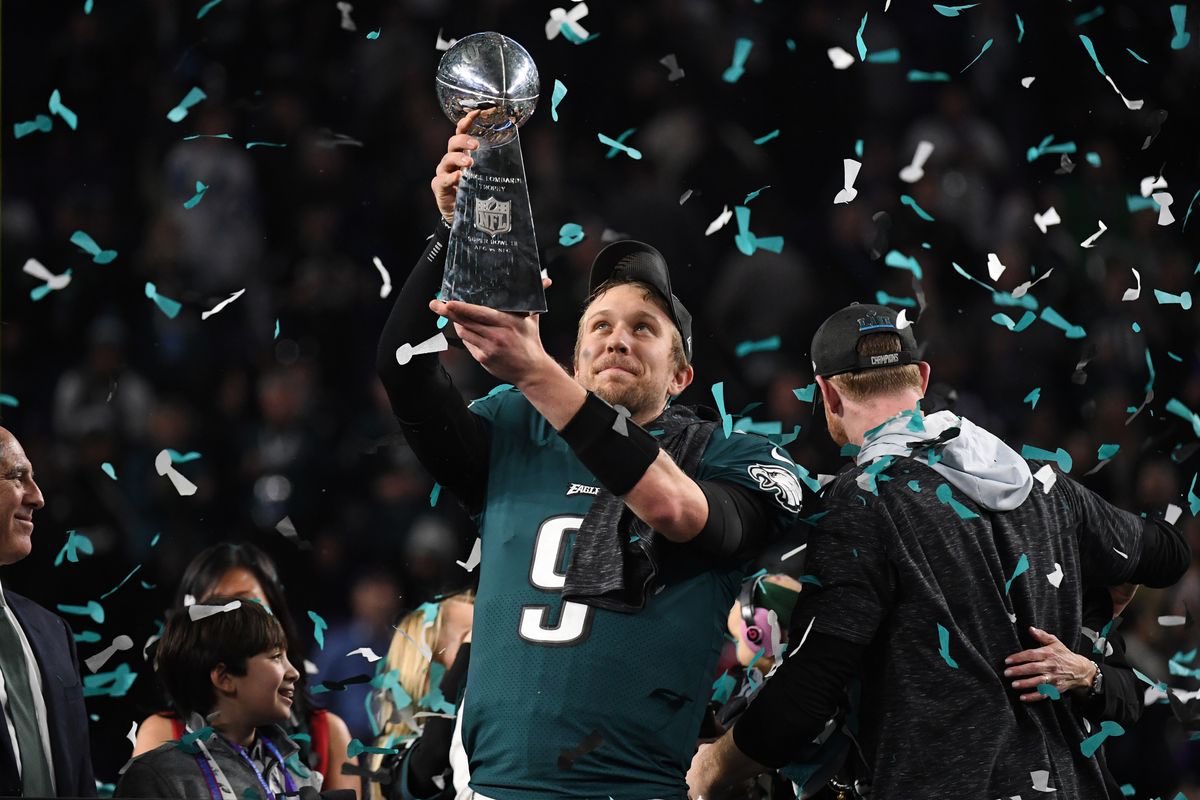 Nick Foles

🏈Super Bowl &amp; Pro Bowl MVP🏆
🏈MOST Consec. Comps in 1 GM in Eagles History
🏈#Eagles RECORD 471 Pass Yds
🏈HIGHEST pass rating in NFL playoff history
🏈BEST Single Playoff Comp % in NFL History
🏈Eagles all-time pass rating leader
🏈T-MOST TDs in 1 GM in NFL History