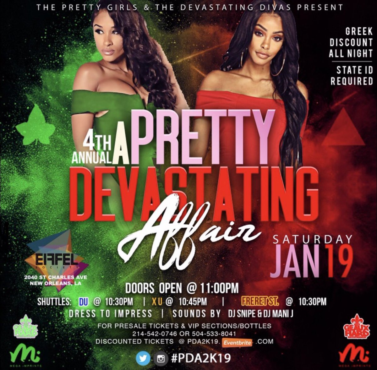 prettynas_'s tweet photo. PSA: The Pretty Girls ๐ธ & The Devastating Divas ๐ Present A PRETTY DEVASTATING AFFAIR @ Eiffel Society SATURDAY January 19th! It's Gonna Be A Movie ๐ DJ Snipe & DJ Mani J Providing The Soundtrack ๐
DM me for tickets๐๐ฝ๐๐ฝ
#PDA2K19 https://t.co/LkPLUlJ0ua