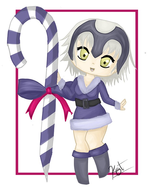 Irtlin's tweet photo. Happy holidays @miaodraws! I'm your secret santa this year in #FGOHolidays2019, and I hope you like this chibi-santa Jalter! 🎄 https://t.co/7v8bKCiM92