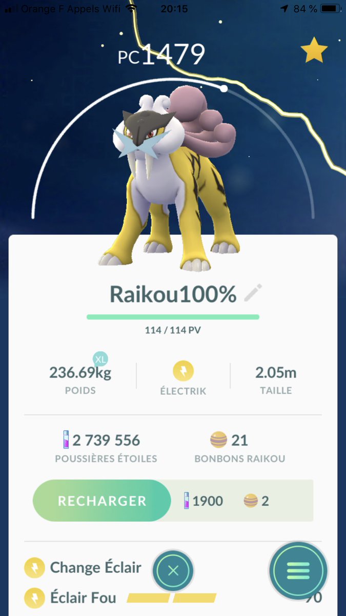 wiwwi39's tweet photo. Raikou IV 100% 😱#pokemongo https://t.co/C9pPLkKNyY