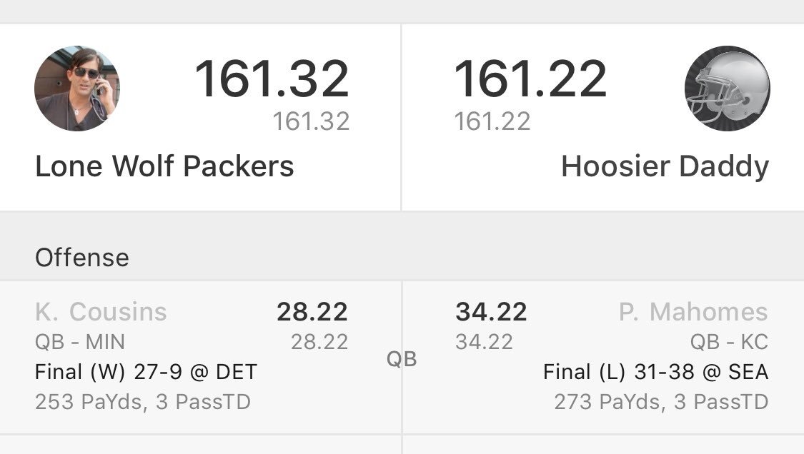 jeffdlarson's tweet photo. @NFLTalkingHeads Fellas, thanks for another fantasy championship that I won by the *slimmest* of margins. My second in three years thanks to your sage advice. https://t.co/DP58BjmYPs