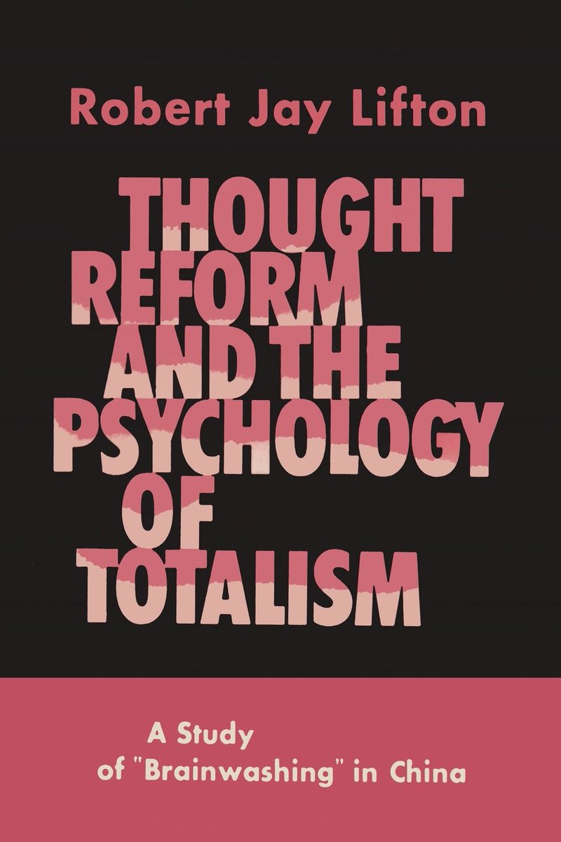 Ever wonder what turns normal folks into true believing cult members? "They're crazy!" Maybe.In 1953 Robert Lifton studied 40 brainwashing victims—25 Americans, 15 Chinese—and deduced 8 criteria for thought reform ... "Ideological Totalism:" https://justinowings.com/thought-reform-brainwashing-and-cults/ THREAD: