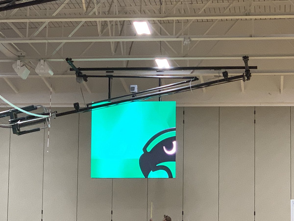 SHSFalcons's tweet photo. More photos of the new scoreboard in preliminary tests...getting ready to roll for the @StaleyLFBBALL game on Jan. 7! @NKCSchools @N2SportsStaley @StaleyNews https://t.co/QAh3xalfHu