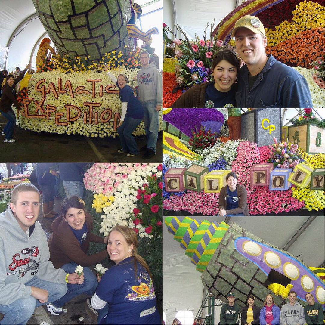 SarahStorelli1's tweet photo. In honor of this Tues, throw back to EIGHT years ago when @CalPoly ASI Student Gov began the tradition of going to Pasadena to help @CPRoseFloat decorate the #CalPolyRoseFloat & attend the parade! As ASI Pres that year, it was amazing to see #LearnByDoing in action! πΉπ #CPProud https://t.co/dh6nXhi7PI