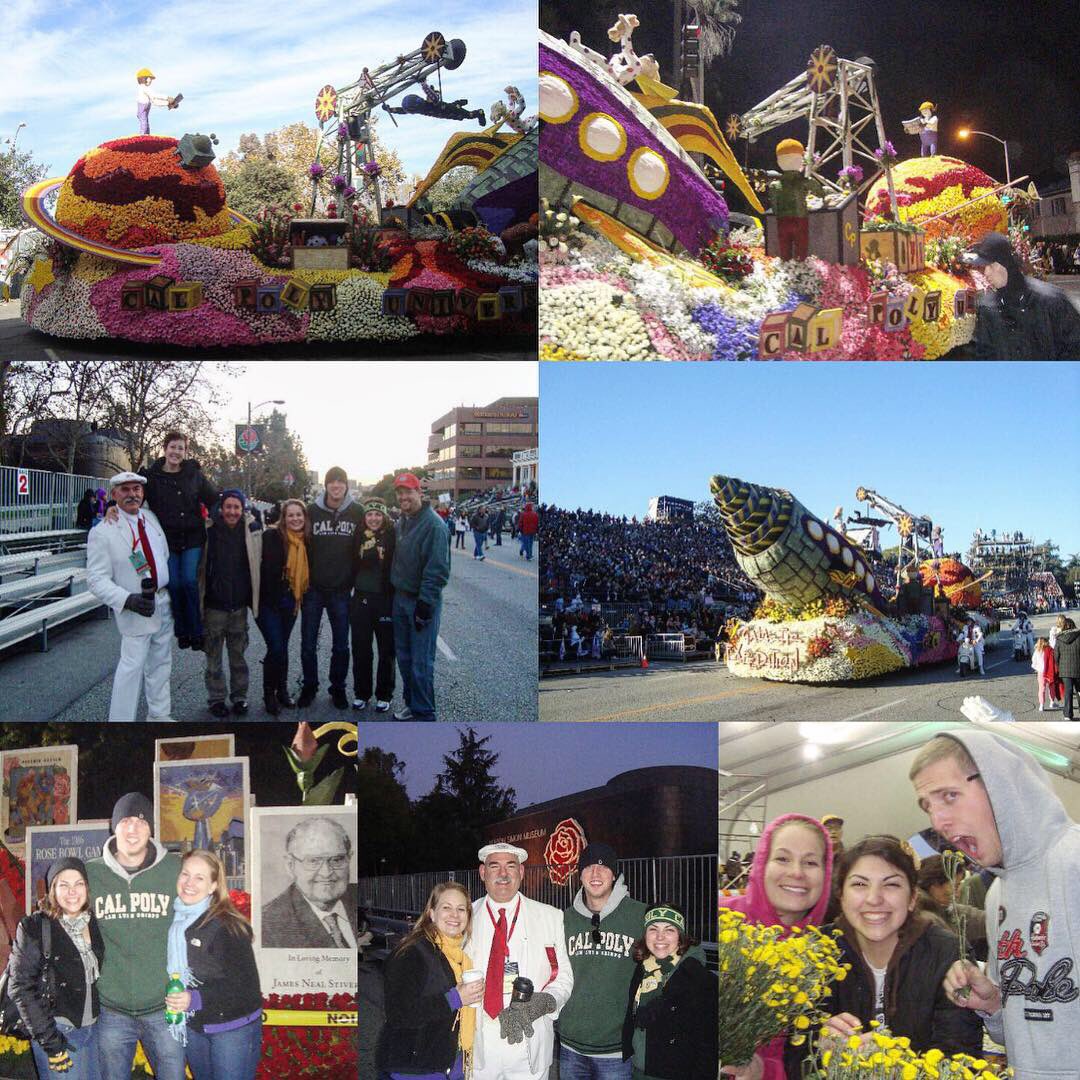 SarahStorelli1's tweet photo. In honor of this Tues, throw back to EIGHT years ago when @CalPoly ASI Student Gov began the tradition of going to Pasadena to help @CPRoseFloat decorate the #CalPolyRoseFloat & attend the parade! As ASI Pres that year, it was amazing to see #LearnByDoing in action! πΉπ #CPProud https://t.co/dh6nXhi7PI