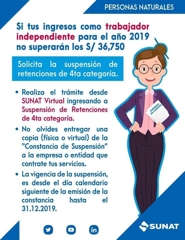 ACONTABLEPERU's tweet photo. #LABORAL|RENTAS DE CUARTA CATEGORÍA PARA EL 2019
☑FB FanPage: https://t.co/JDR2zp1SQQ 
☑Grupo en FB: https://t.co/ElHLgoyQ2m 
☑Instagram: https://t.co/PEnYitoXEN 
☑YouTube: https://t.co/D8mpskVArx
No te olvides de compartir... https://t.co/O6mjDHm0UC
