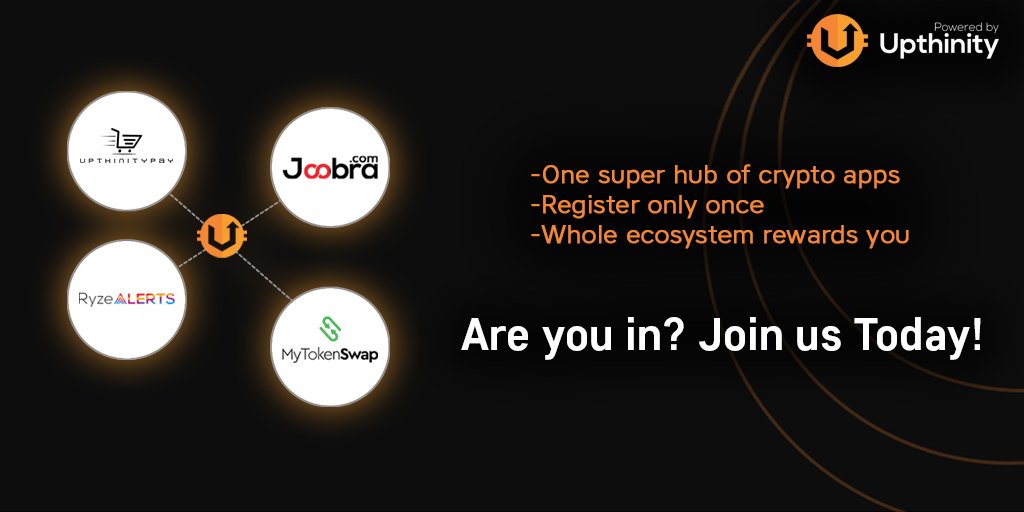 Upthinity's tweet image. Upthinity is an all-in-one crypto apps hub that brings your world together under ONE platform for convenience, providing members a better way to earn crypto daily from apps in the ecosystem. Join us today! upthinity.io  
#blockchain #crypto #cryptohub  #BTC #upthinity
