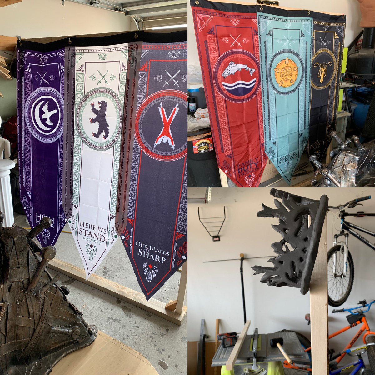 We are working on some new crowns and made some new flag stands before Wizard World New Orleans #GameofThrones # #WizardWorldNEWORLEANS #joffey