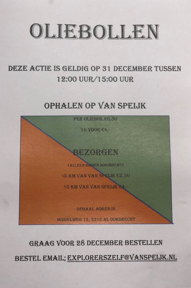 Morgen bakken de explorers oliebollen tbv hun zomerkamp ...