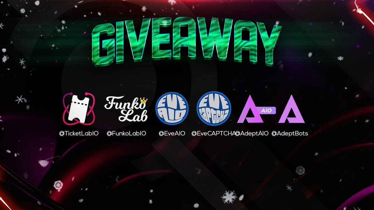FunkoLabIO's tweet photo. 🎊HUGE NEW YEARS GIVEAWAY🎊

Prizes: 1 Copy EveAIO, 1 copy Adept and more!🍾

To enter the giveaway:
1️⃣ Follow @FunkoLabIO, @TicketLabIO, @EveAIO, @AdeptAIO, @AdeptBots &amp; @EveCAPTCHA (Must follow all, we are checking)
2️⃣ Like &amp; Retweet this post!🙋‍♂️

Good luck!🥂 https://t.co/cAJtI39ssi