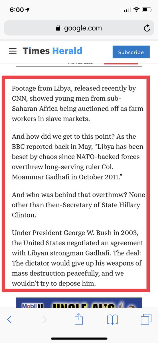 6. “Black Africans are being sold in open-air slave markets, and it’s Hillary Clinton’s fault.” https://www.google.com/amp/s/amp.thetimesherald.com/amp/108092154