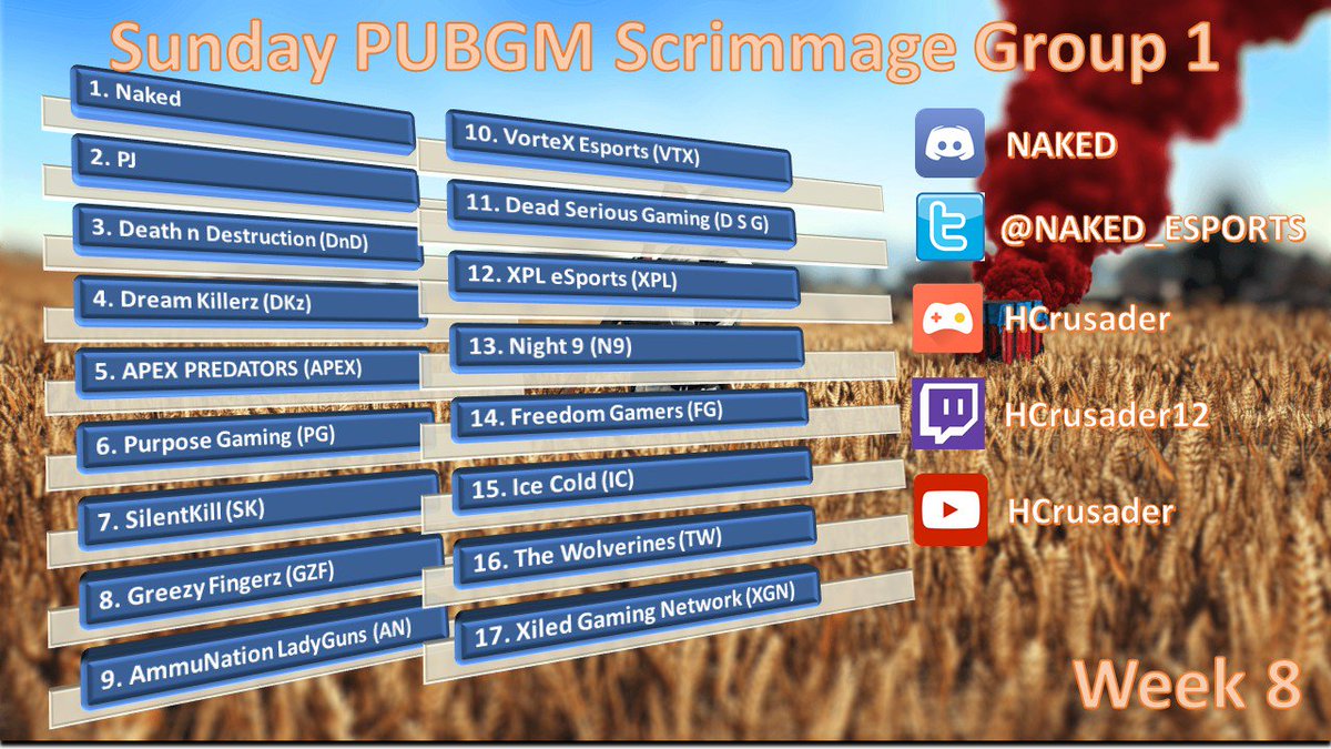 NAKED_ESPORTS's tweet photo. Watch the #PUBGM Naked Pro Scrim Events live tonight on Omlet Arcade, Twitch and YouTube.
Group 1 starts at 8:00pm EST
Group 2 starts at 9:30pm EST
https://t.co/fLTxWGB4ht …
https://t.co/fpr28KQPSm 
https://t.co/0ws2gdQf4W …
#pubg #PUBGMOBILE #pubgmobilexnow #eSports https://t.co/IVLWvGSXW7