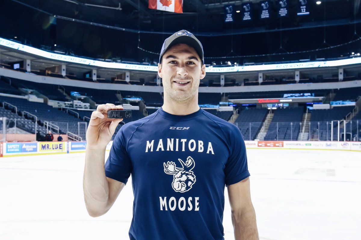 ManitobaMoose's tweet photo. That first @theAHL goal feeling! #GoMooseGo https://t.co/6k1y6oaEu0