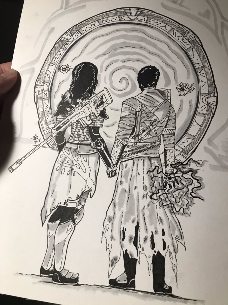 PatriciaLePoid2's tweet image. Did a Stargate/destiny twist drawing I love how it turned out !!💙💙💙