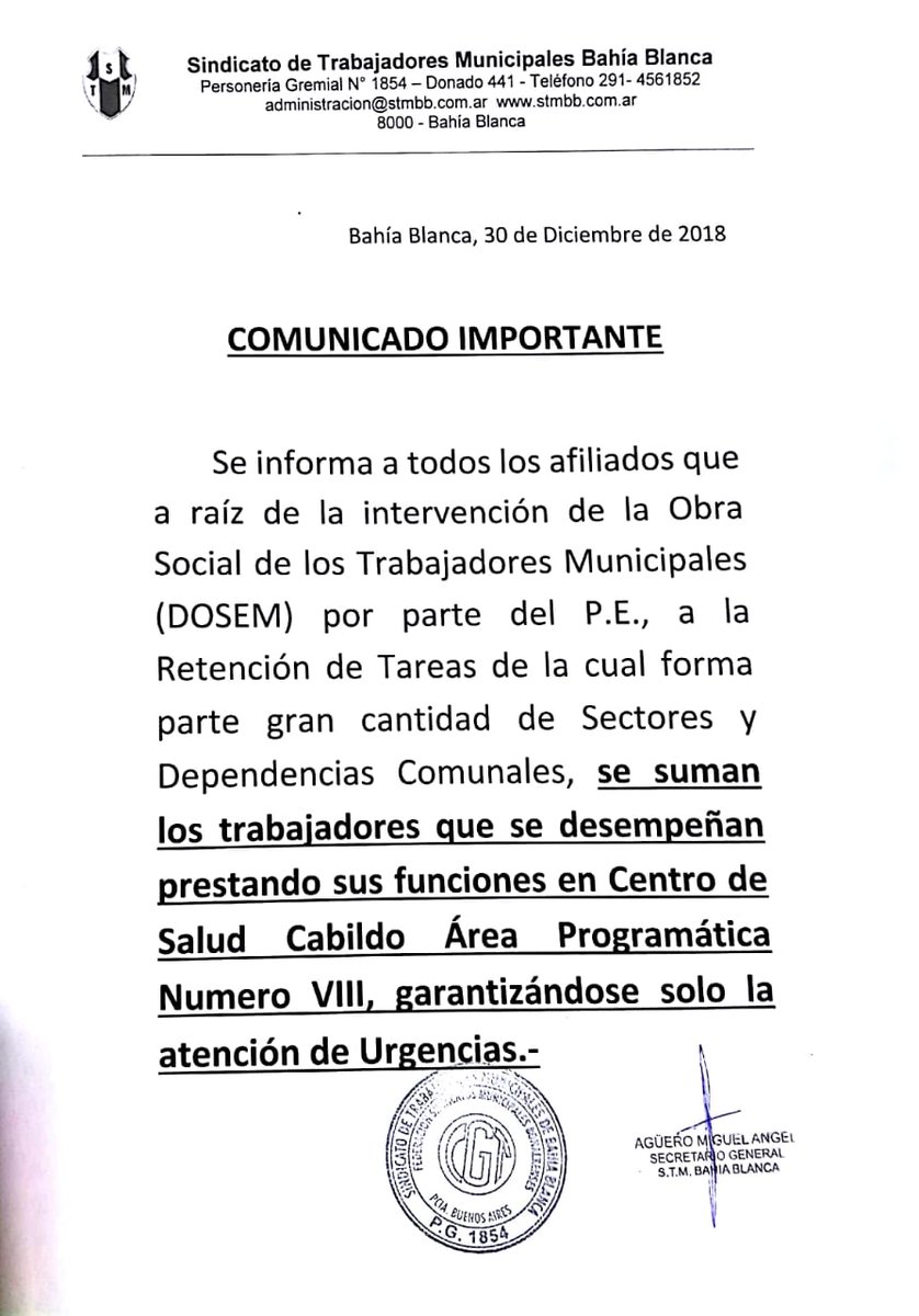 stmbb's tweet photo. 🗣️ Comunicado oficial @stmbb

Centro de salud de Cabildo también adhiere a la retención de tareas.

#dosemsomostodos

@Aguero_M_A https://t.co/GYxiKeqCw8