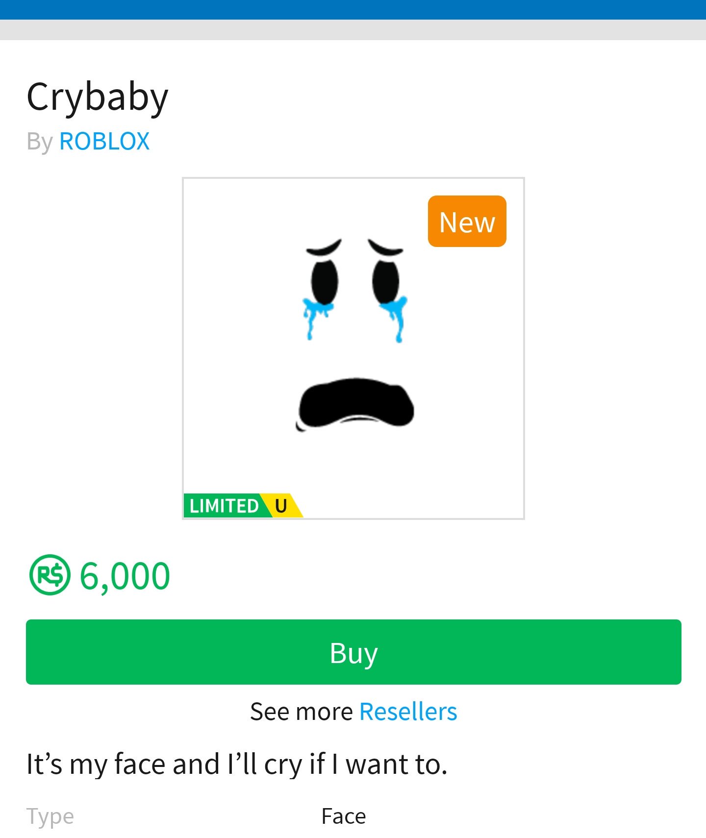 Crybaby Face Roblox