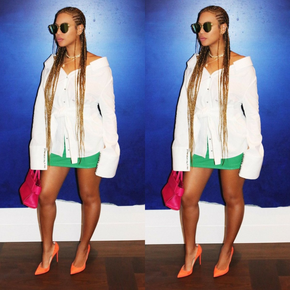 1stylebeyonce's tweet photo. #Beyoncรฉ in
#GentleMonster metallic Love Punch sunglasses
@OffWht oversized blouse
@givenchy Horizon mini tote #Lastminutedetails https://t.co/5phtACl6K1