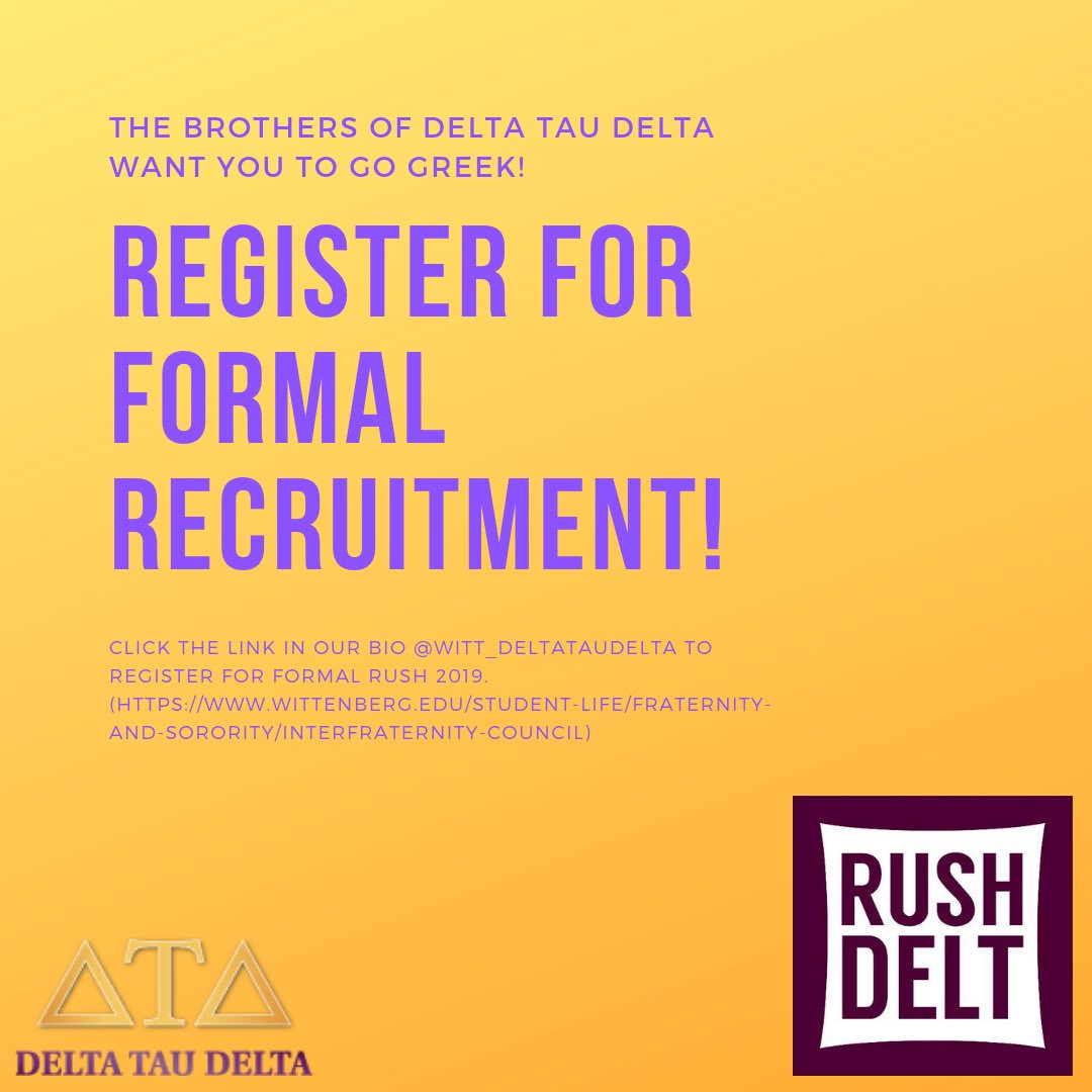 The brothers of Delta Tau Delta want you to go greek this semester! Click the link in our bio and register for formal recruitment today. Join a brotherhood unlike any other and make a family for life! #RushDelt #RushExcellence
