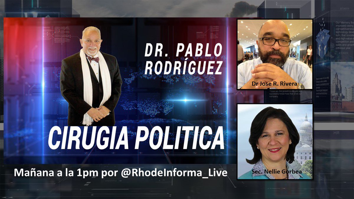 RhodeInforma's tweet photo. Cirugia Politica con el Dr. Pablo Rodriguez. Lunes a las 1pm. Mañana la ultima presentacion del 2018. #CirugiaPolitica #RhodeInforma #Politica #RhodeIsland #ProvidenceRhodeIsland #DrPabloRodriguez https://t.co/HiycKkyEYO