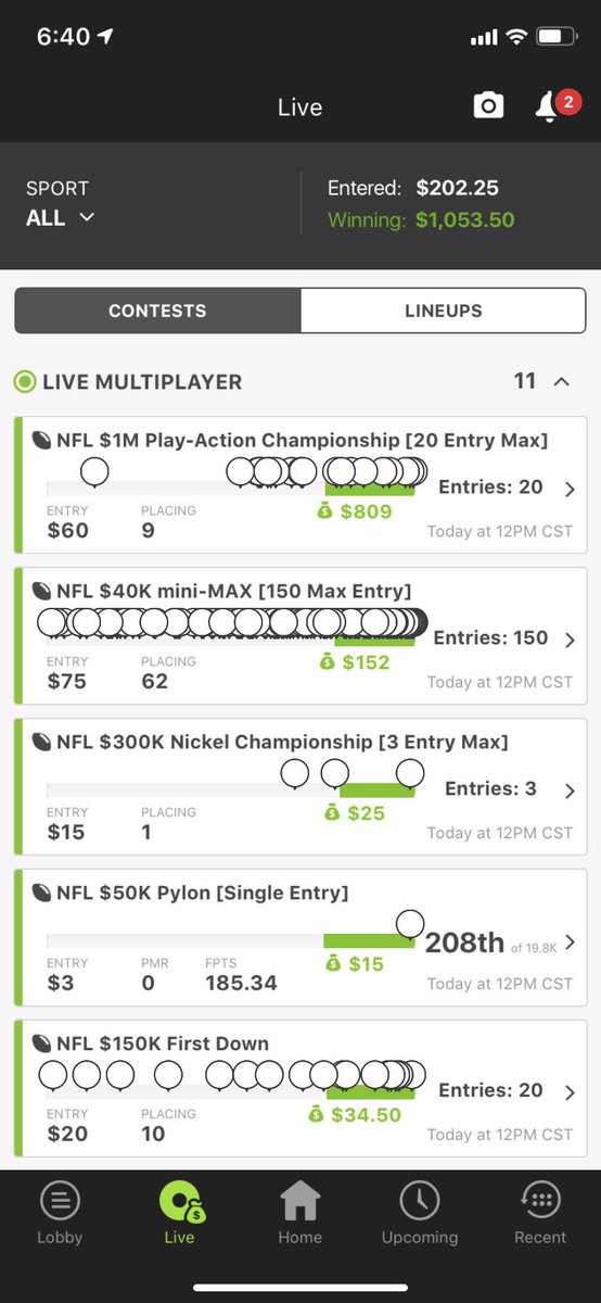 Jison12's tweet photo. Today capped a helluva #NFL #DFS season. Was up to 3rd in the $3, but a few late plays dropped me. @MLora helped so much this season with the game theory and #lineupstudy. @FantasyCruncher has the best MME product available. And @RotoDojoDfs is the best DFS sweat family! https://t.co/AyH1qdGFyf