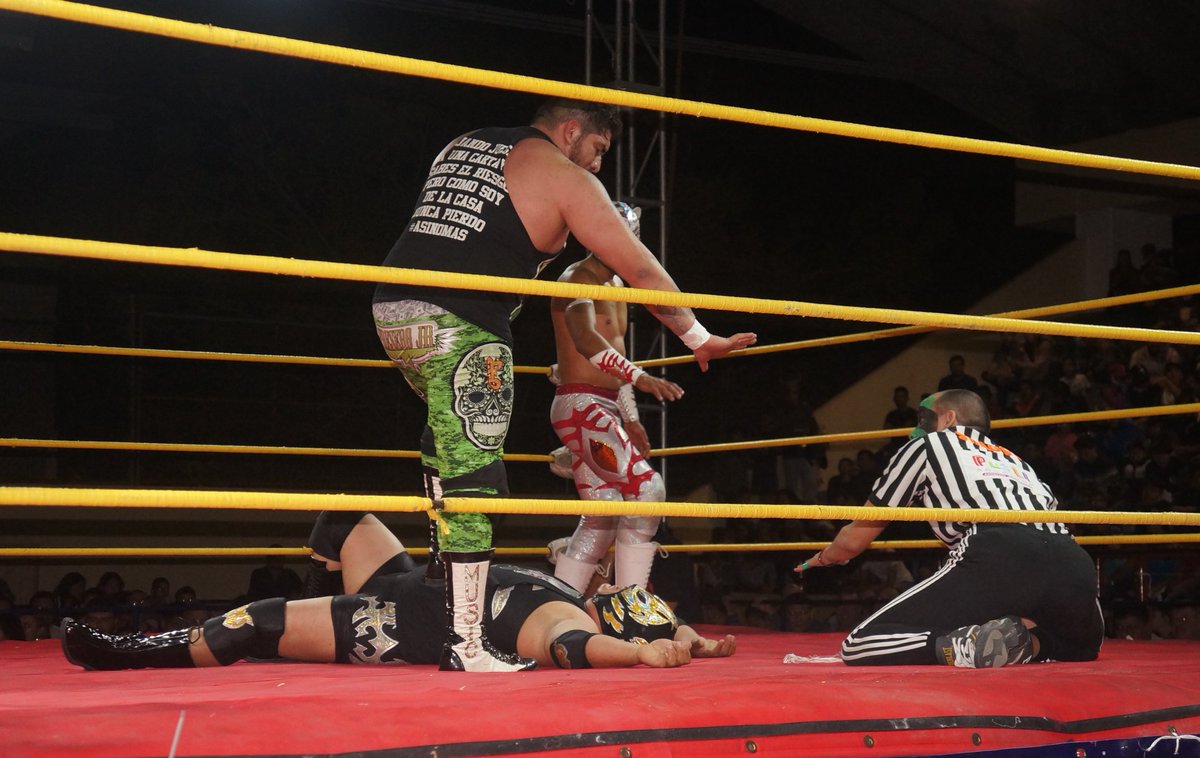 Abelardo_Meza's tweet image. En la segunda lucha de la noche, la cual fue premiada con dinero, @freserojr_vip y #TigreBlanco impusieron condiciones ante #WilberthExtreme y #FlashBoy. Como referee para este duelo se contó con la presencia del reptil más fino, el incomparable @MrIguana.