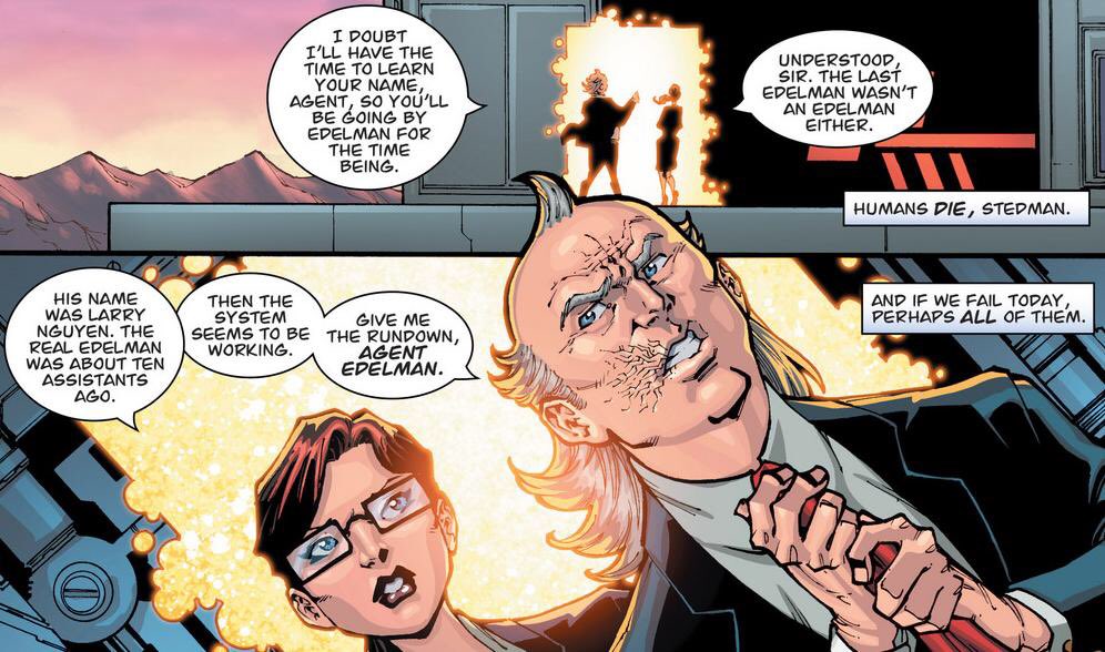 Cecil Stedman, head of the Global Defense Agency, first appeared in Brit: Cold Death (December 31, 2003).