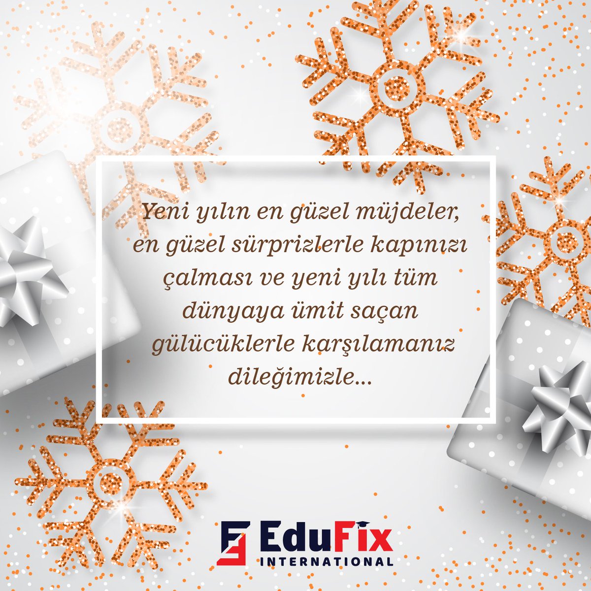 Yeni yılın en güzel müjdeler, en güzel sürprizlerle kapınızı çalması ve yeni yılı tüm dünyaya ümit saçan gülücüklerle karşılamanız dileğimizle..  "Mutlu Yıllar"